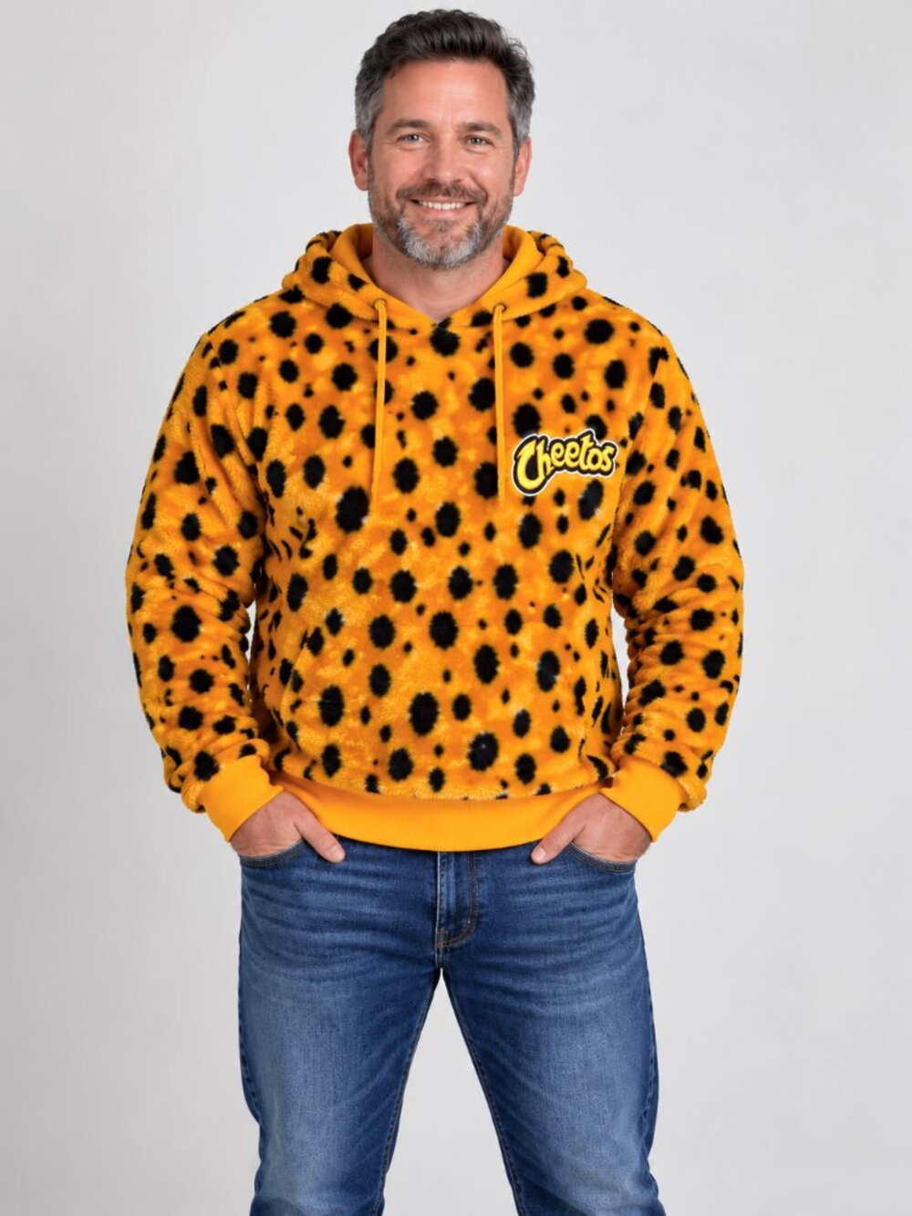 Cheetos Hoodie Men's XL Fuzzy Orange Black Cheetos Logo